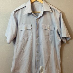 Vintage Military Surplus Button Up Shirt Sky Blue. No Tag w Size, Fits as Large.
